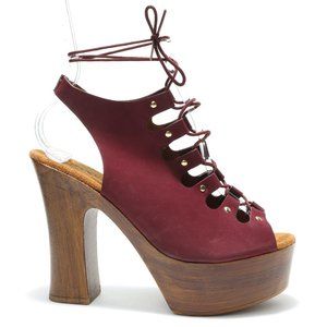 Moda Bella Burgundy Wine High Heeled Platform Sandal Women's Size EU40